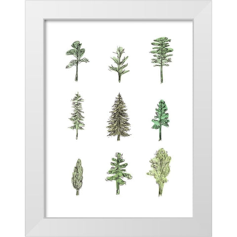 Collected Pines I White Modern Wood Framed Art Print by Wang, Melissa