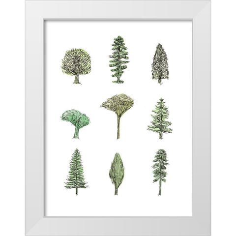 Collected Pines II White Modern Wood Framed Art Print by Wang, Melissa