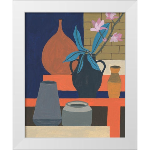 Vases on a Shelf I White Modern Wood Framed Art Print by Wang, Melissa