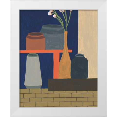 Vases on a Shelf II White Modern Wood Framed Art Print by Wang, Melissa