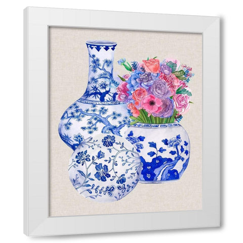 Delft Blue Vases II White Modern Wood Framed Art Print by Wang, Melissa