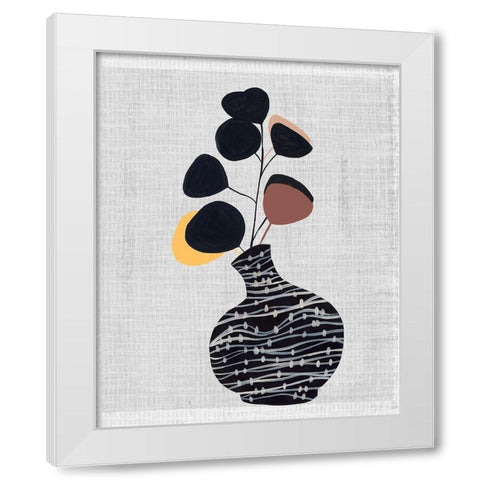 Decorated Vase with Plant I White Modern Wood Framed Art Print by Wang, Melissa