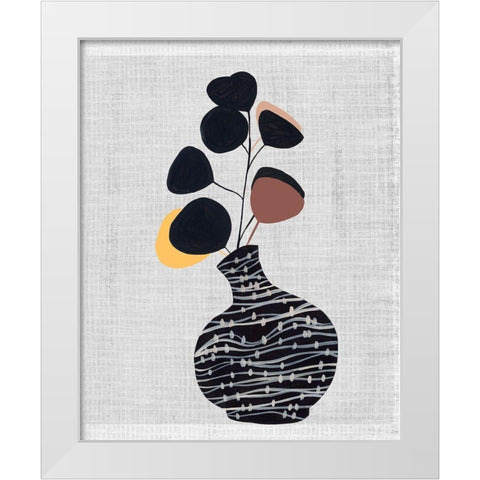 Decorated Vase with Plant I White Modern Wood Framed Art Print by Wang, Melissa