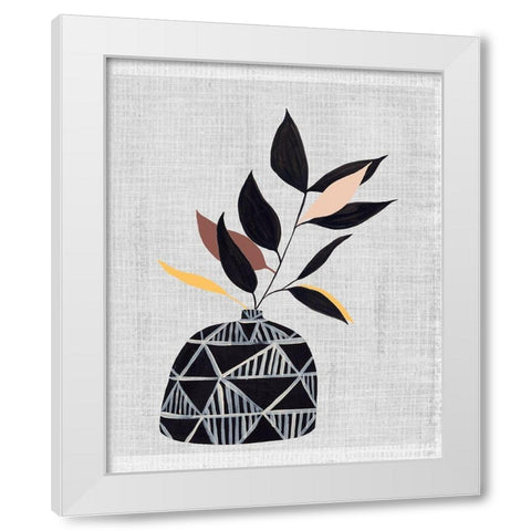 Decorated Vase with Plant IV White Modern Wood Framed Art Print by Wang, Melissa