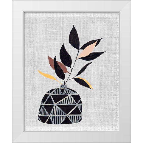Decorated Vase with Plant IV White Modern Wood Framed Art Print by Wang, Melissa