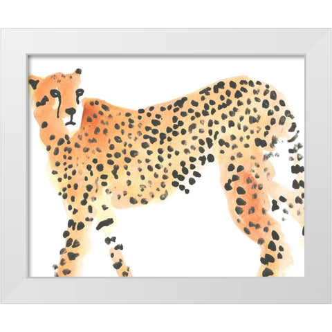 Majestic Cheetah II White Modern Wood Framed Art Print by Vess, June Erica