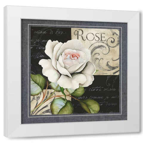 Flowers on BandW I White Modern Wood Framed Art Print by White, Abby