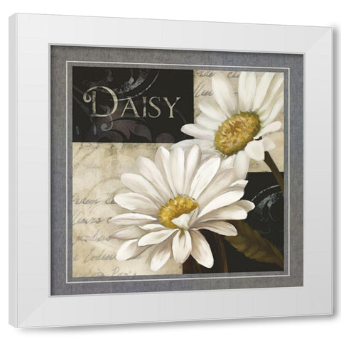 Flowers on BandW III White Modern Wood Framed Art Print by White, Abby