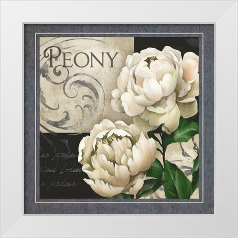 Flowers on BandW IV White Modern Wood Framed Art Print by White, Abby