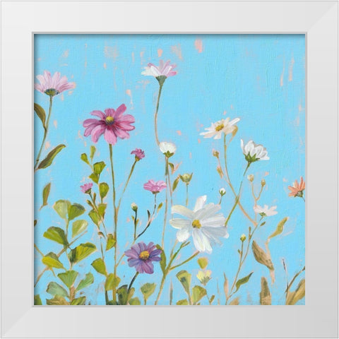 Wild Flowers on Cerulean II White Modern Wood Framed Art Print by Iafrate, Sandra
