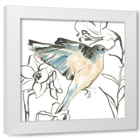 Songbird Meadow I White Modern Wood Framed Art Print by Vess, June Erica