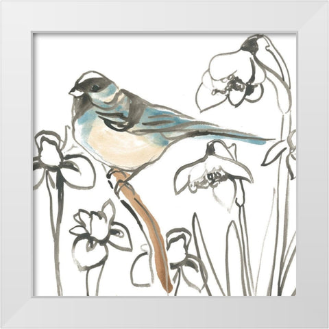 Songbird Meadow II White Modern Wood Framed Art Print by Vess, June Erica