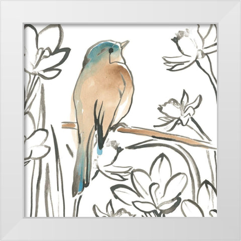 Songbird Meadow III White Modern Wood Framed Art Print by Vess, June Erica