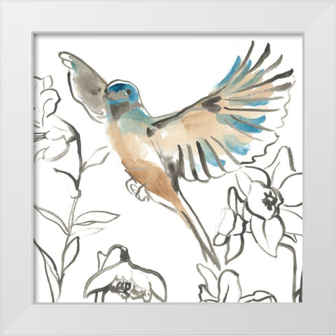 Songbird Meadow IV White Modern Wood Framed Art Print by Vess, June Erica