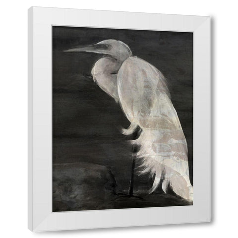 Custom Textured Egret I White Modern Wood Framed Art Print by Stellar Design Studio