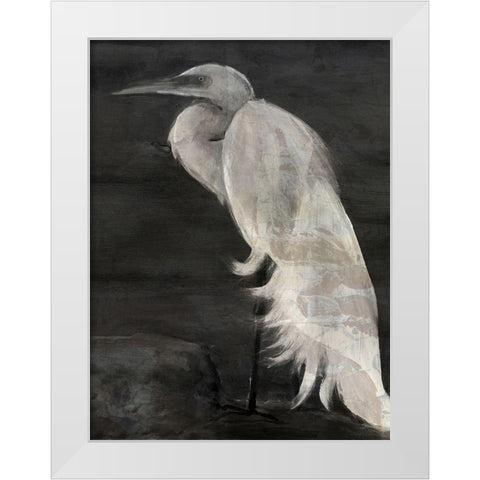 Custom Textured Egret I White Modern Wood Framed Art Print by Stellar Design Studio