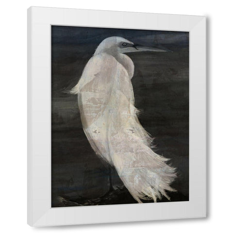 Custom Textured Egret II White Modern Wood Framed Art Print by Stellar Design Studio