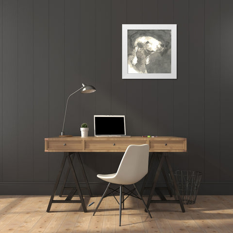 Sepia Modern Dog I White Modern Wood Framed Art Print by A Very Modern Dog