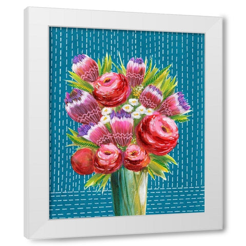 Bashful Bouquet II White Modern Wood Framed Art Print by Moore, Regina