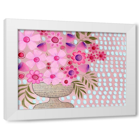 Cheeky Pink Floral I White Modern Wood Framed Art Print by Moore, Regina