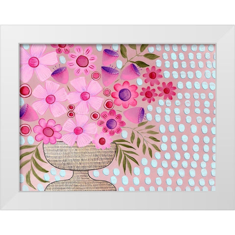 Cheeky Pink Floral I White Modern Wood Framed Art Print by Moore, Regina