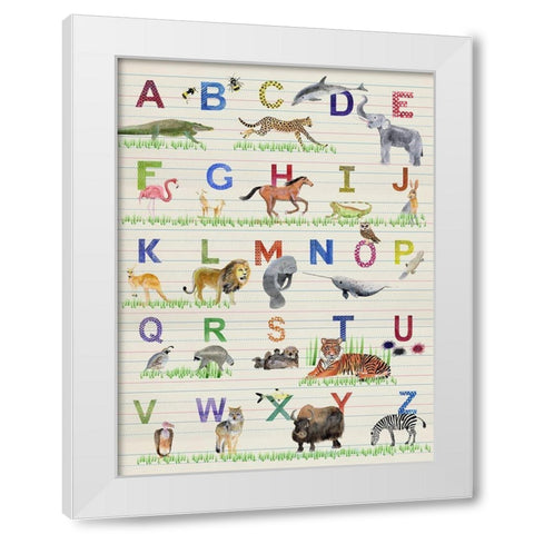 Alphabet Animals White Modern Wood Framed Art Print by Ludwig, Alicia