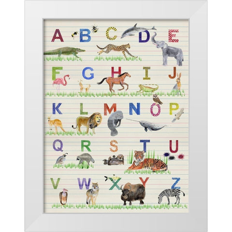 Alphabet Animals White Modern Wood Framed Art Print by Ludwig, Alicia