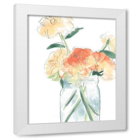 Soft Posy Sketch I White Modern Wood Framed Art Print by Vess, June Erica