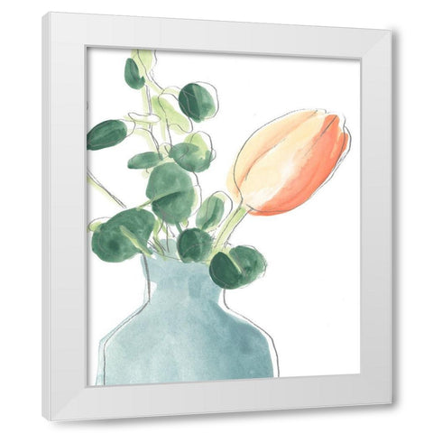 Soft Posy Sketch II White Modern Wood Framed Art Print by Vess, June Erica