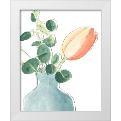 Soft Posy Sketch II White Modern Wood Framed Art Print by Vess, June Erica