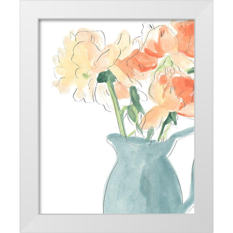 Soft Posy Sketch III White Modern Wood Framed Art Print by Vess, June Erica