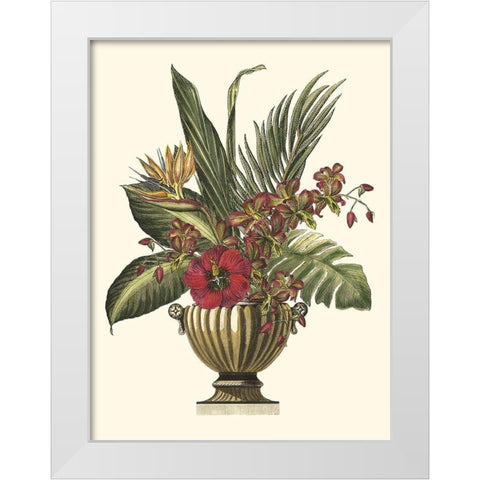 Tropical Foliage in Urn I White Modern Wood Framed Art Print by Vision Studio