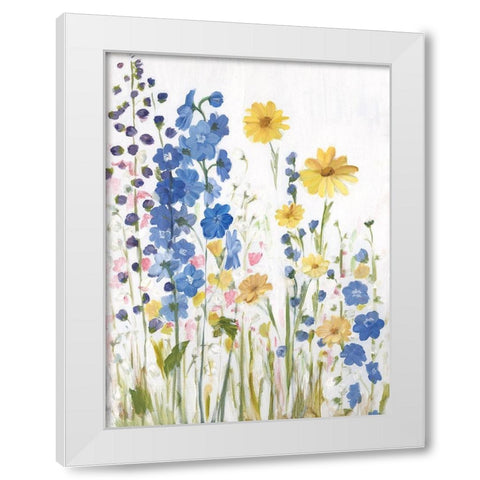 Periwinkle Wildflowers I White Modern Wood Framed Art Print by Iafrate, Sandra