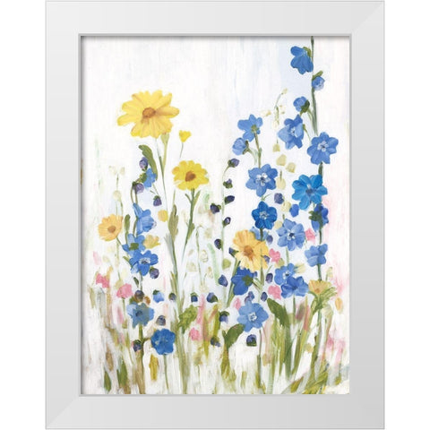 Periwinkle Wildflowers II White Modern Wood Framed Art Print by Iafrate, Sandra