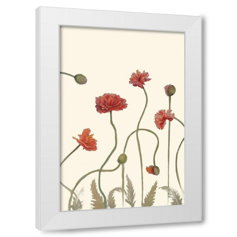 Coral Poppy Display III White Modern Wood Framed Art Print by Iafrate, Sandra