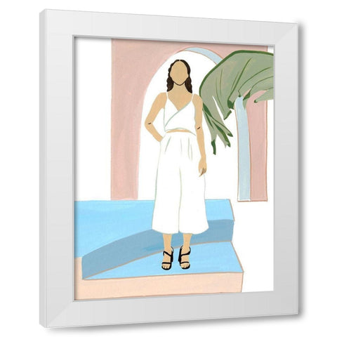 Women in the Garden II White Modern Wood Framed Art Print by Wang, Melissa