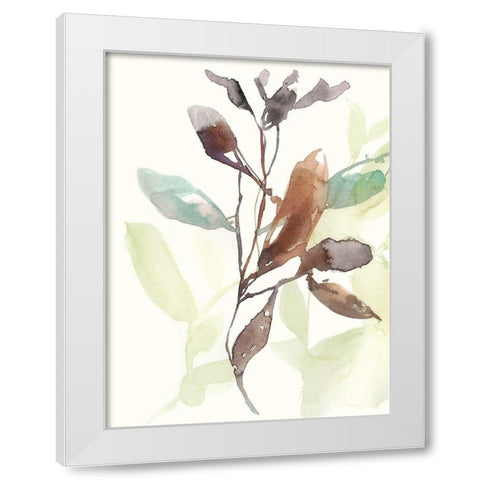 Rusty Sienna Leaves I White Modern Wood Framed Art Print by Goldberger, Jennifer