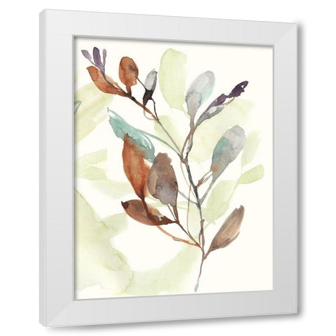 Rusty Sienna Leaves II White Modern Wood Framed Art Print by Goldberger, Jennifer