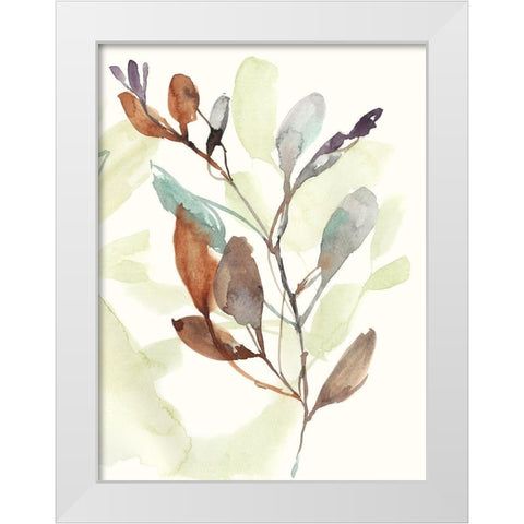 Rusty Sienna Leaves II White Modern Wood Framed Art Print by Goldberger, Jennifer
