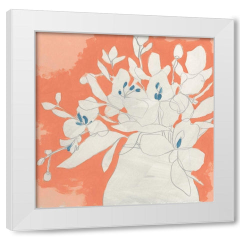 Terracotta Flowers II White Modern Wood Framed Art Print by Vess, June Erica
