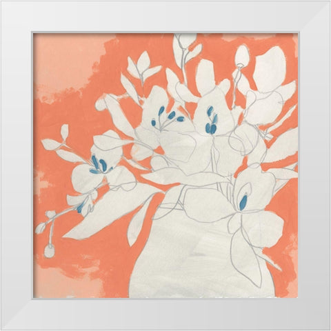 Terracotta Flowers II White Modern Wood Framed Art Print by Vess, June Erica