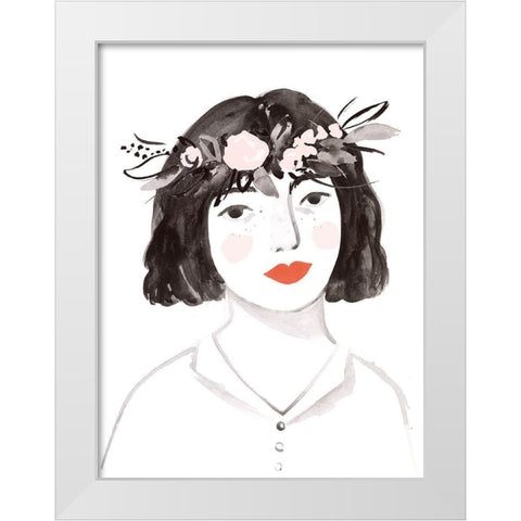 Blossom Crown I White Modern Wood Framed Art Print by Borges, Victoria