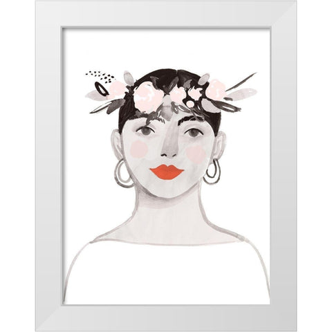 Blossom Crown III White Modern Wood Framed Art Print by Borges, Victoria