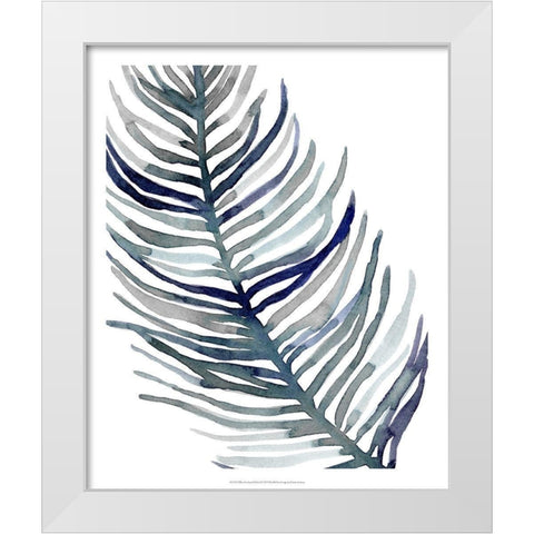 Blue Feathered Palm I White Modern Wood Framed Art Print by Scarvey, Emma