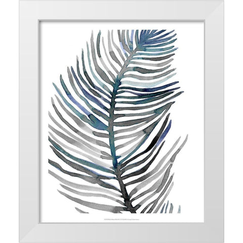 Blue Feathered Palm III White Modern Wood Framed Art Print by Scarvey, Emma
