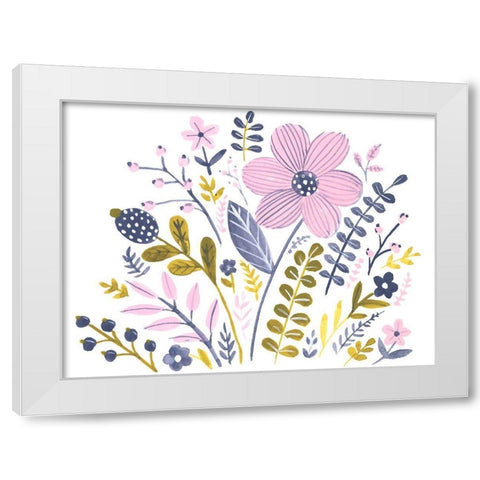 Sweet Folk Florals III White Modern Wood Framed Art Print by Parker, Jennifer Paxton