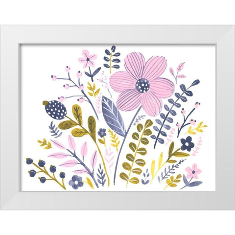 Sweet Folk Florals III White Modern Wood Framed Art Print by Parker, Jennifer Paxton