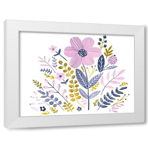 Sweet Folk Florals IV White Modern Wood Framed Art Print by Parker, Jennifer Paxton