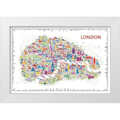 Iconic Cities-London White Modern Wood Framed Art Print by Esquer, Rafael