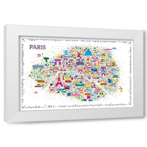 Iconic Cities-Paris White Modern Wood Framed Art Print by Esquer, Rafael